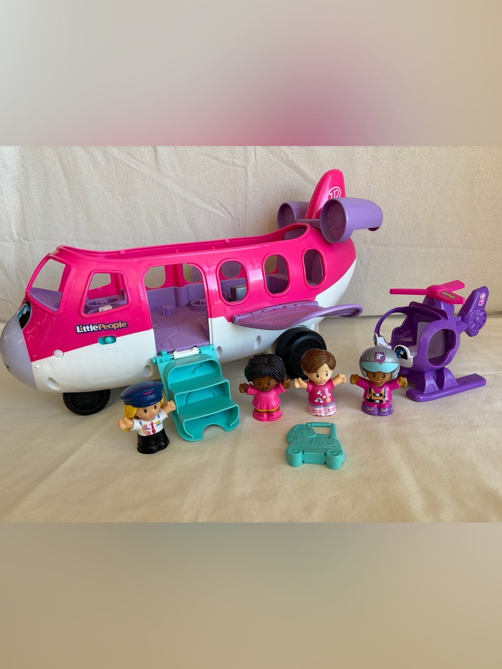 Fisher Price Little People Barbie Dream Plane and Helicopter Set w/ 4 figures